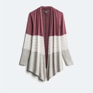 41 Hawthorn Burgundy and Gray Striped Cardigan